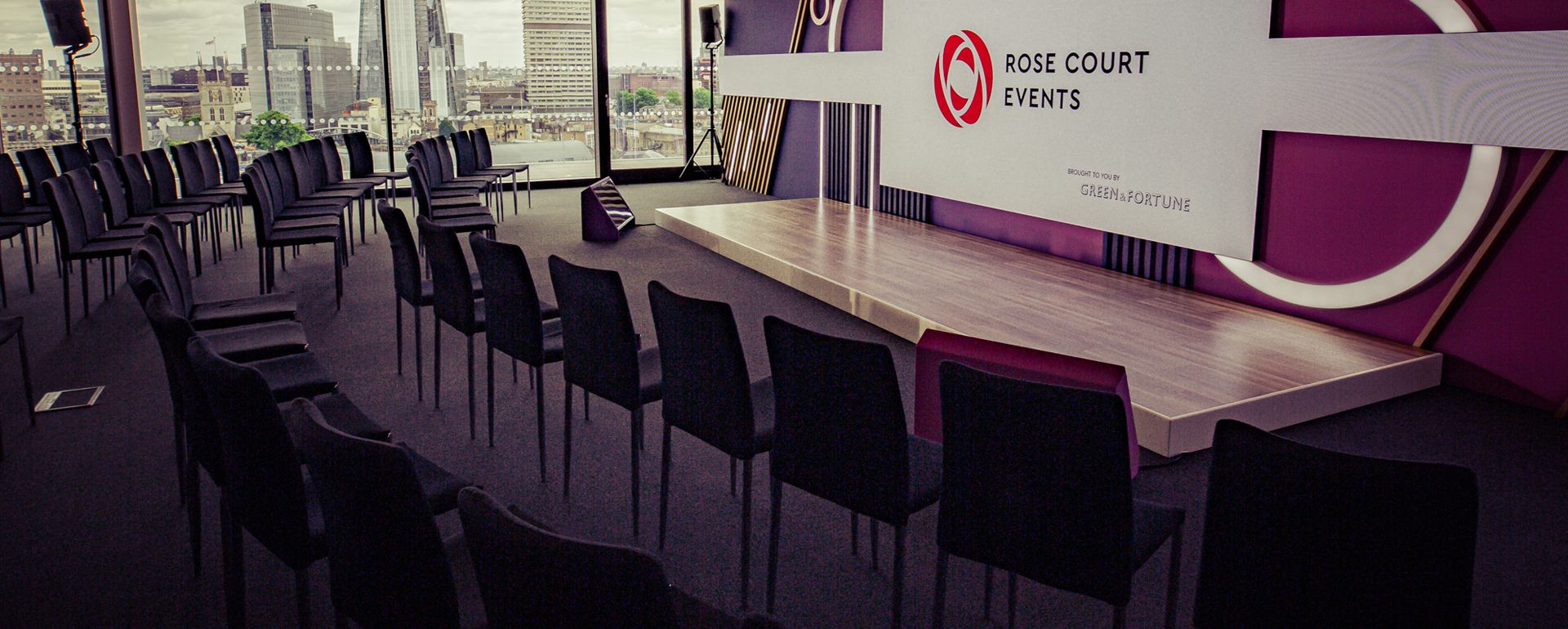 Conference room with stage setup