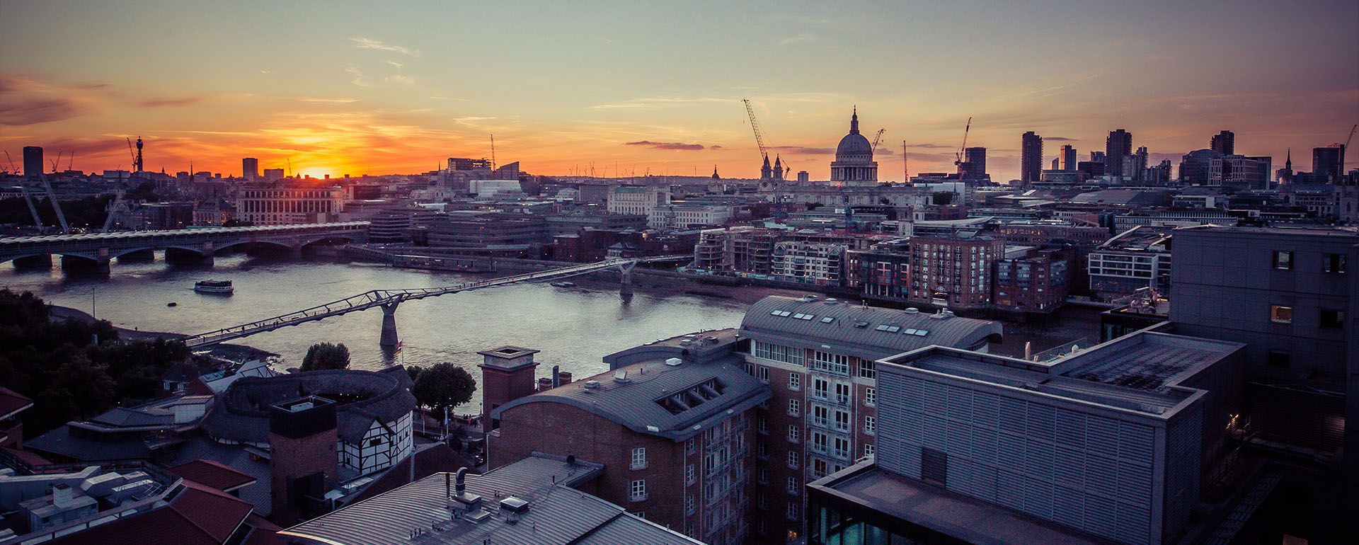 London Skyline at sunset with St Pauls