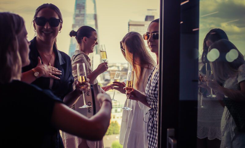 Party guests with champagne