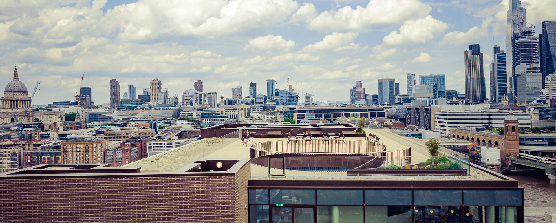 Rose Court roof terrace against the London Skyline