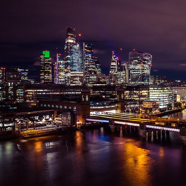 London skyline at night